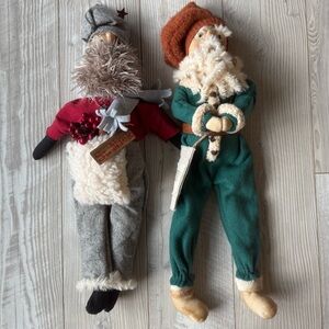 Handmade Primitive Santa Claus Dolls Set Of Two St Nick Vintage Look 23” CUTE